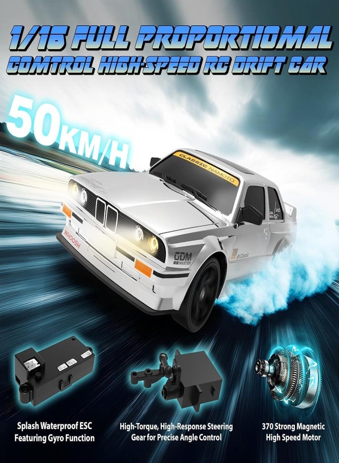 RABJET سيارة رابجيت للتحكم عن بعد، بمقياس 1:16، دفع رباعي، بتردد 2.4 جيجاهرتز، مزودة بجيروسكوب، سرعة قصوى 50 كم/ساعة، مزودة بإضاءة LED، وإطارات انزلاق، ونظام ESP، سيارة سباق كاملة الأبعاد، لعبة للكبار، متعددة الألوان - Image 4